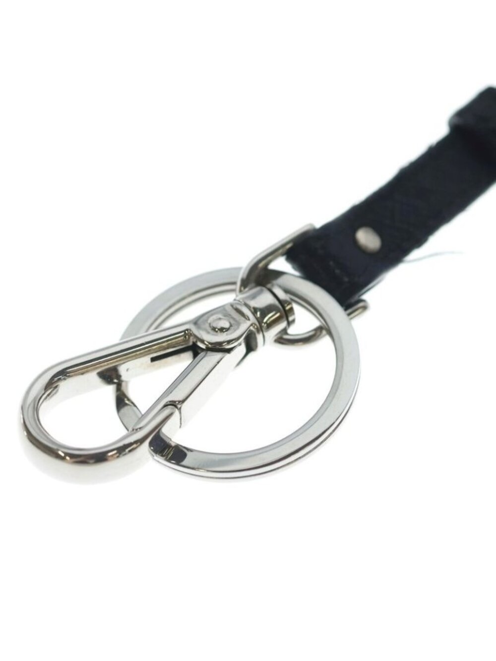 Prada Logo Saffiano Leather Keyring Charm Key Sling Bag Black - Picture 6 of 6